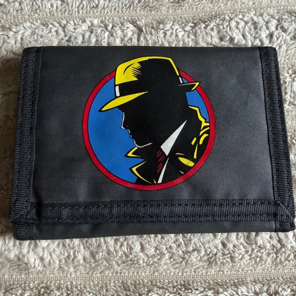 Vintage Dick Tracy Disney RGA Black Nylon Tri-Fold Wallet Retro 90s Movie Promo
